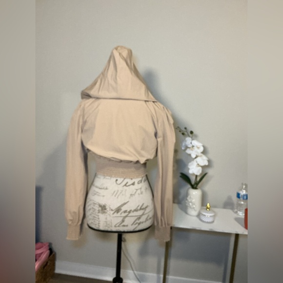 Meshki Tan Cropped Zip-Up Hoodie - Picture 2 of 9
